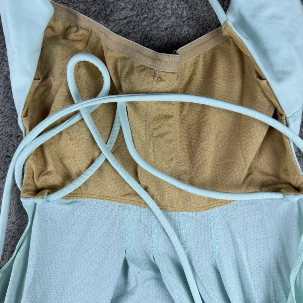 Lululemon Flow‎ And Go Tank Top Womens 8 Turquoise Orange Open Strappy Back